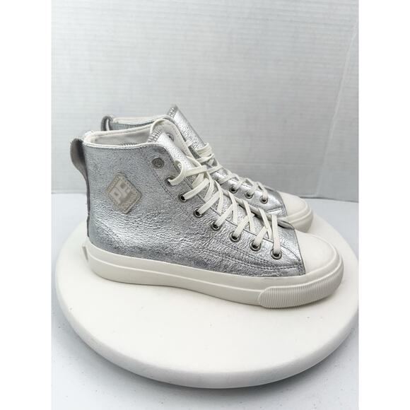 PF Flyers Sneakers Womens Size 7 Hi-Tops Sandlot Silver Metallic Special Edition - Picture 5 of 10